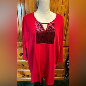 Catherine’s size 2X (22-24) Knit top velvet square front accent